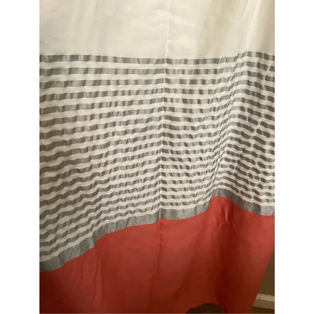 Caro Home Cotton-Blend Stripe and Colorblock Peach White Gray Shower Curtain